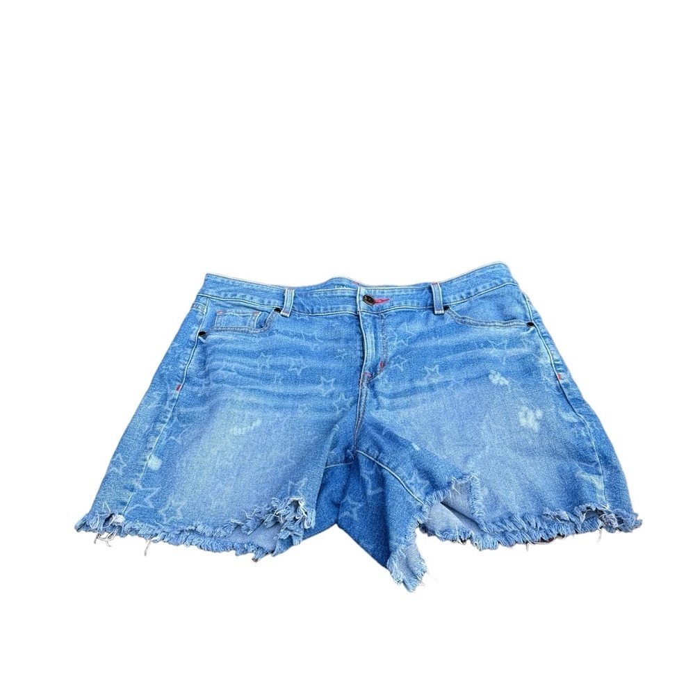 Lane Bryant Denim Jean Shorts WOMENS 16 Faded Star Print Cut Offs Festival